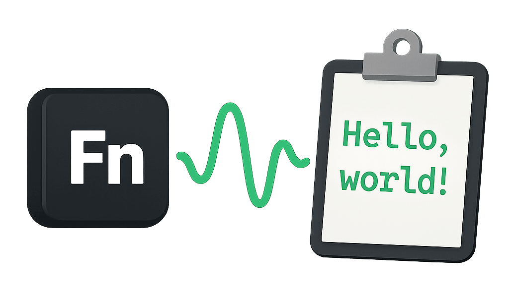 Press function key, speak, and get text - Chirp's simple flow